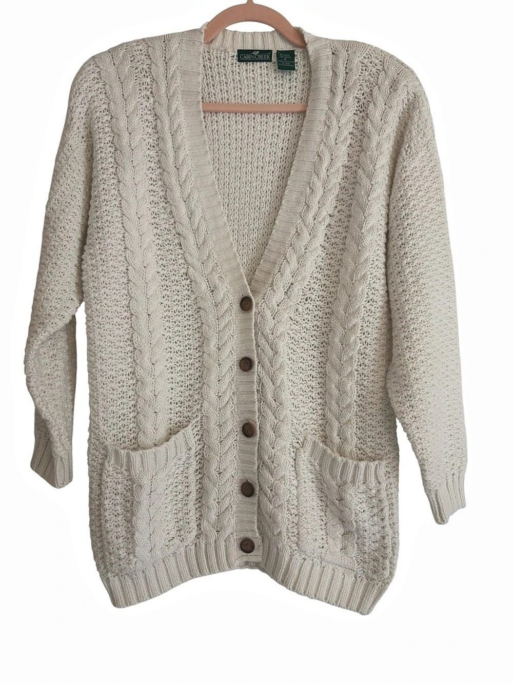 Cabin Creek Cable Knit Cardigan in White